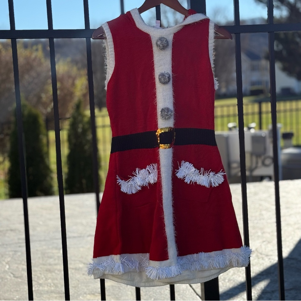 No Boundaries Red and White Santa Dress Costume for Women - Size 7/8